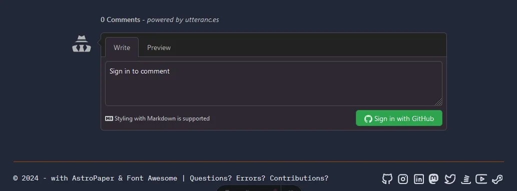 Blog post with utterances comments